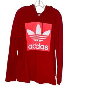 Adidas Red Trefoil Logo Hoodie Pullover Streetwear Style Size XL Men's